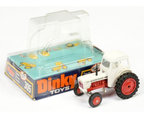 Dinky 305 David Brown (Case) 995 Tractor - white body, red engine and hubs (plastic to front) off white rear plastics, black 