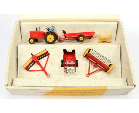 Dinky 398 Farm Gift Set to include - Massey Ferguson Tractor, red body, yellow hubs (plastic front), black chimney stack, fig