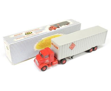 Dinky 948 Tractor and Trailer "McLean" - red cab and plastic hubs, silver trim, grey trailer with opening rear doors - overal