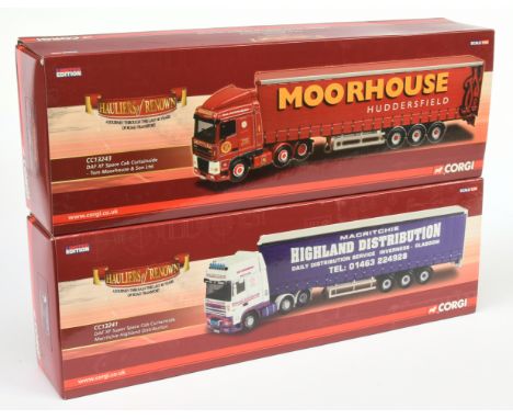 Corgi "Hauliers of Renown" a pair of (1/50th) scale (1) CC 13241 DAF XF Curtain side "Highland Distribution" and (2) another 