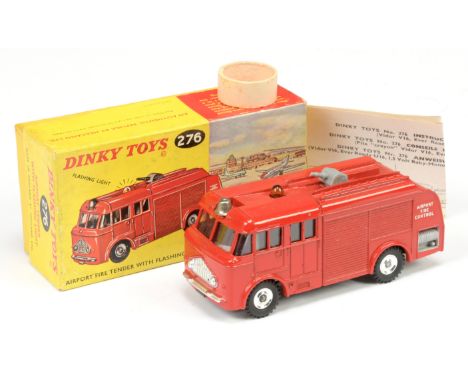 Dinky 276 Airport Fire&nbsp; Engine, red body, chrome spun hubs, silver trim, grey nozzle, amber roof light, with bell, Good 