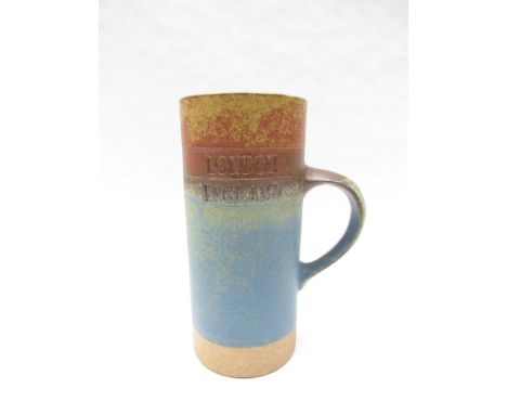 ROBIN WELCH (b1936):  large mug marked London England circa 1960-62.  Potters mark below handle. 18cm high 