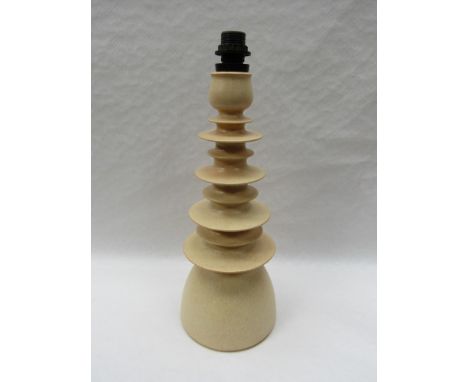 A pottery Pan Keramic lamp base of disc form, 56cm high
