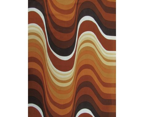 Barbara Brown for Heals- A pair of 'Frequnecy' pattern curtains in brown colourway. Each panel 174cm drop x 120cm wide