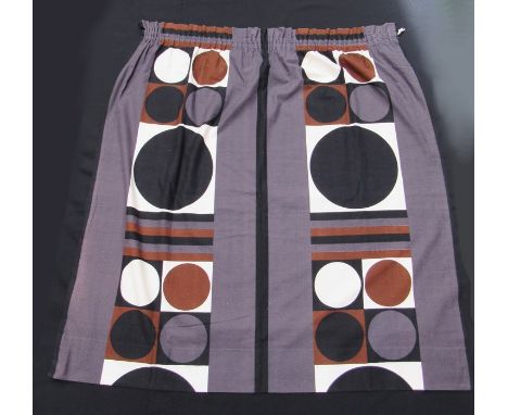 Barbara Brown for Heals- a pair of 'Recurrence' pattern curtains, each pannel 116cm drop x 116cm wide, lined
