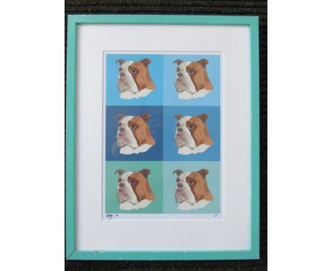 Pop art Bulldog print.  Indistinctly signed and dated '15.  No 1/1.  33.5cm x 24cm