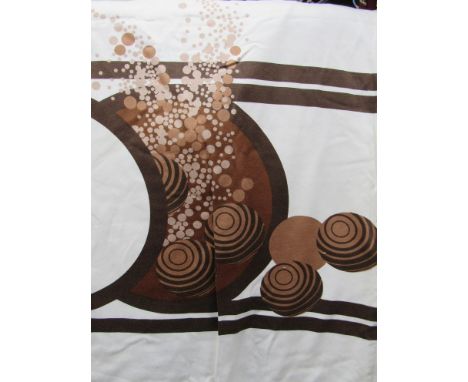 A pair of Barbara Brown "Ikebana" pattern curtains for Heals. White and brown colourway. Each panel 258cm drop x 110cm wide (