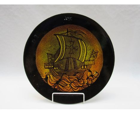 A Poole Aegean large dish, shape 54 with Galleon design, 40.5cm diameter