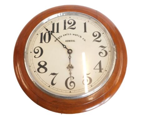 A 20thC walnut wall clock, the dial named Anglo Swiss Watch Company, Admiral, with chrome plated bezel, 40cm diameter. 