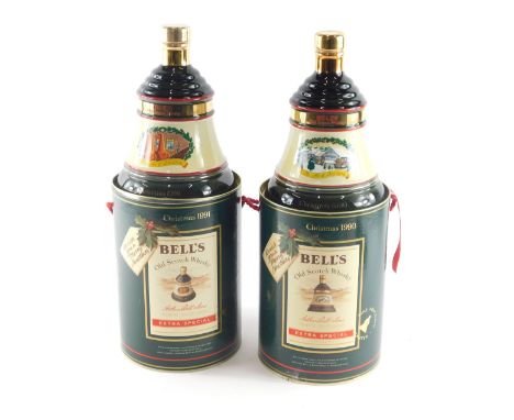 A bottle of Bell's Extra Special Old Scotch whisky for Christmas 1990, and another Christmas 1991. (2) 