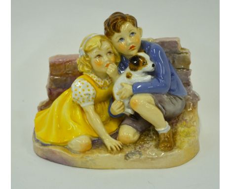 A rare Royal Worcester figural group from the Wartime Series 'Take Cover, modelled by Eileen A. Soper, c. 1941, puce mark and