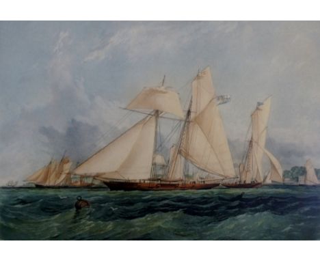 A quantity of pictures and prints including Fore's Marine Sketches - Yachting, scene of Cowes, Isle of Wight, plate 1, image 
