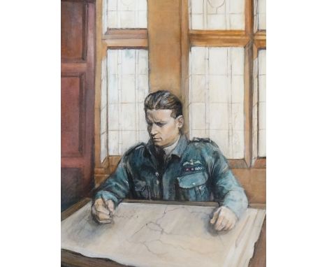 Rosie Ablewhite - Guy Gibson at the Petwood Hotel, oil on board, initialled lower right, 44cm x 34cm, framed

This is the ori