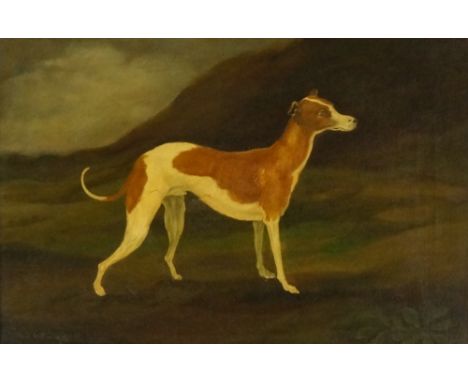 G. S. Wardle - portrait of a greyhound in extensive landscape, oil on canvas, signed lower left, 29cm x 44cm, framed
