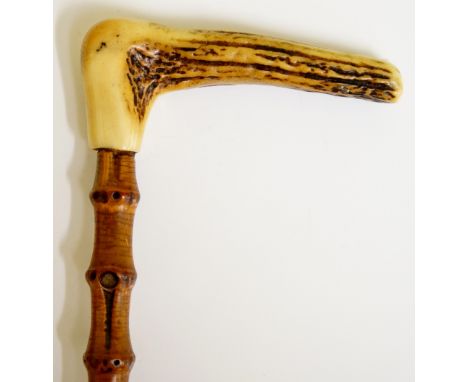 A bamboo walking stick with ivory handle, 75cm long (reduced)