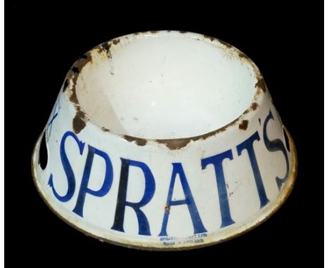Advertising - a Spratt's Patent Limited enamel dog bowl the border inscribed Spratt's Trade Mark X and with Spratt's Patent L