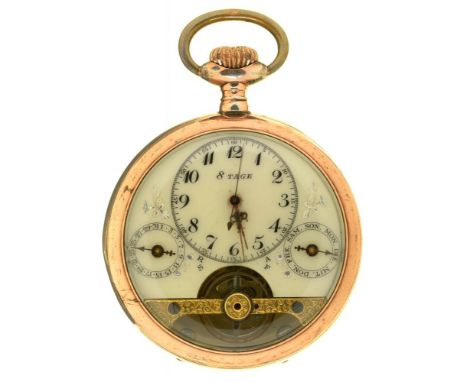 A HEBDOMAS OPEN HEART 8 DAY WATCH, IN SILVER WITH GOLD DETAILING++IN GOOD WORKING CONDITION WITH LIGHT WEAR CONSISTENT WITH A