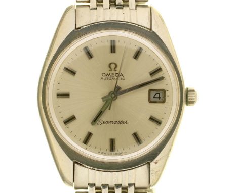 AN OMEGA SEAMASTER STAINLESS STEEL SELF-WINDING GENTLEMAN'S WRISTWATCH, CIRCULAR DIAL APPROX 31MM++IN GOOD WORKING CONDITION 