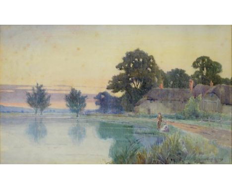 FOLLOWER OF CHARLES GREEN, THE PRETTY NECKLACE, BEARS INITIALS, WATERCOLOUR, 15 X 21CM AND FIVE OTHER WATERCOLOURS, LANDSCAPE