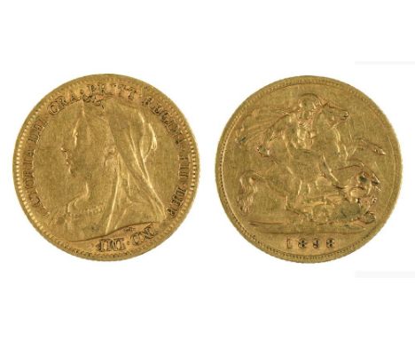 GOLD COIN. HALF SOVEREIGN 1898++LIGHT WEAR CONSISTENT WITH AGE