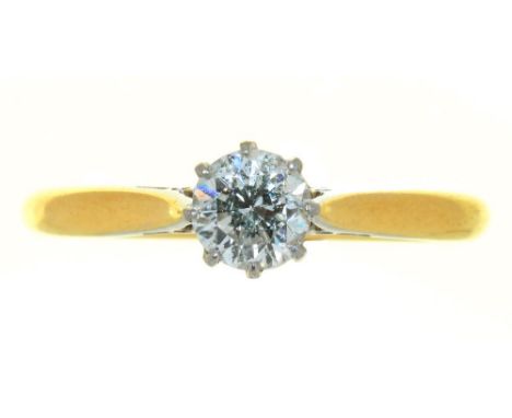 A DIAMOND SOLITAIRE RING, BRILLIANT CUT DIAMOND APPROX 0.45 CT, COLOUR J/K, CLARITY SI1, IN GOLD, MARKED 18C AND PLAT, 3G, SI