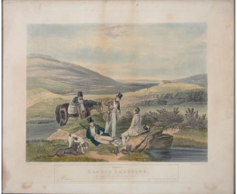 HUNT AFTER F. C. TURNER, WOODCOCK SHOOTINGS; SNIPE SHOOTING; GROUSE SHOOTING; A SET OF THREE, HAND COLOURED AQUATINTS ON WOVE