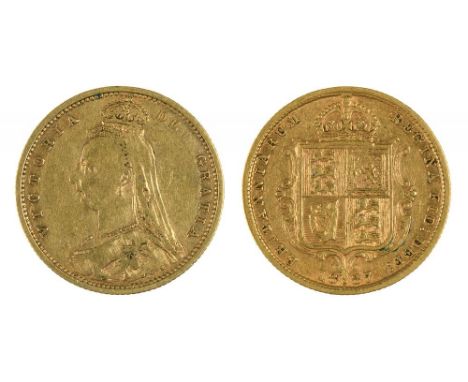 GOLD COIN. HALF SOVEREIGN 1887S++IN GOOD CONDITION WITH LIGHT WEAR CONSISTENT WITH AGE