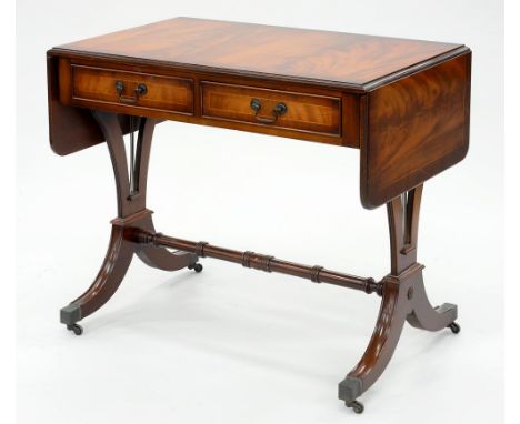 A REGENCY STYLE MAHOGANY SOFA TABLE, 77CM H; 148 X 56CM 