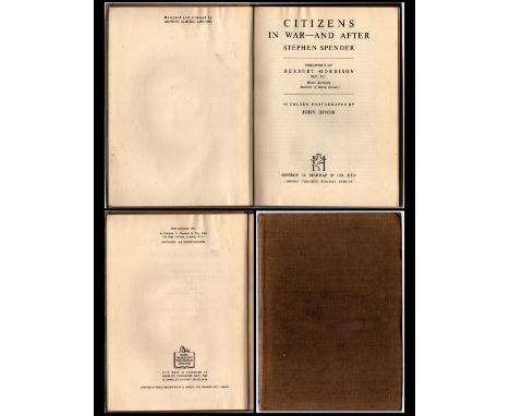 Citizens in War - and After. By Stephen Spender. Foreword by Herbert Morrison. Containing 48 colour photographs by John Hinde