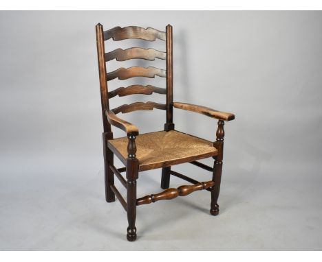 A Rush Seated Ladder Back Nursing Armchair