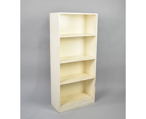 A White Painted Four Shelf Open Narrow Bookcase, 46cms Wide