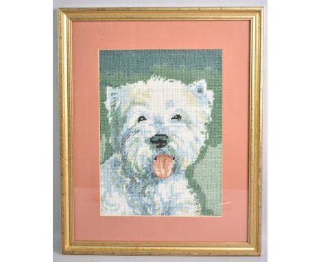 A Framed Tapestry, West Highland Terrier, 20x28cms