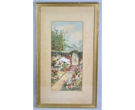 A Framed Watercolour Depicting Cottage Garden Signed C Gibson, 19.5x43.5cms