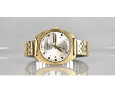A Seconda Automatic 27 Jewel Gold Plated Wrist Watch, Datamatic with Numeral Catch Up Button, Working