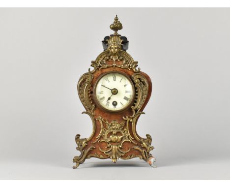 A Late 19th Century Lenzkirch Ormolu and Walnut Architectural Mantel Clock, 31cms High