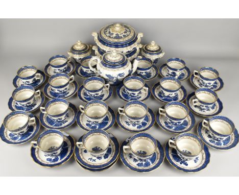 A Large Royal Doulton Booths 'Real Old Willow' Tea Set to Comprise Twenty-Two Cups, Twenty-Three Saucers, Teapot, Two Lidded 