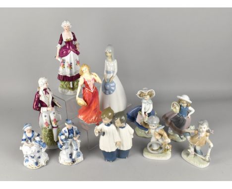 A Collection of Various Ceramic Figures to Include Nao, Lladro, Royal Doulton - Strolling HN3755, Continental etc