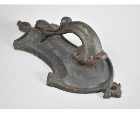 A Black Painted Cast Iron Door Knocker, 22cms High