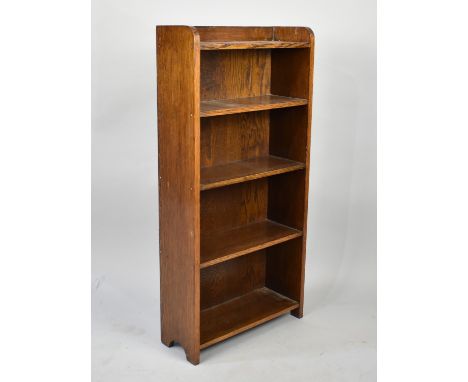 An Edwardian Oak Five Shelf Galleried Open Bookcase, 44cms Wide and 91cms High