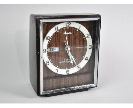 A 1970s Japanese Mantel Clock with Day and Date Display, Working Order, 14cms High