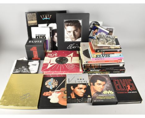 A Large Collection of Various Elvis Ephemera to Include Records, DVD's, CD's, Books etc