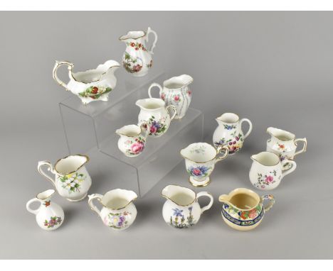 A Collection of Various Ceramic Jugs to Include Examples by Coalport, Royal Worcester, Royal Crown Derby etc