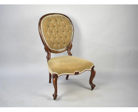 A 19th Century Mahogany Framed Button Upholstered Ladies Nursing Chair