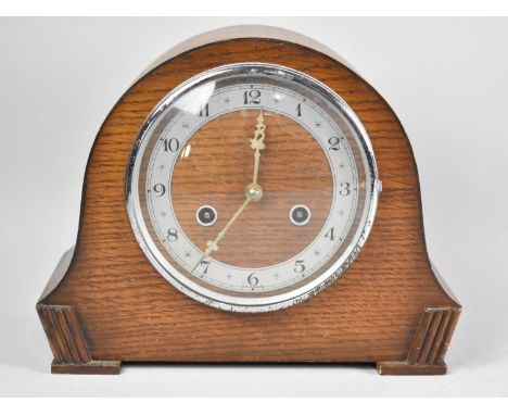 A Mid 20th Century Oak Mantel Clock, 27cms Wide