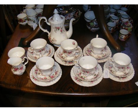 A six place Royal Albert Lavender Rose pattern tea service