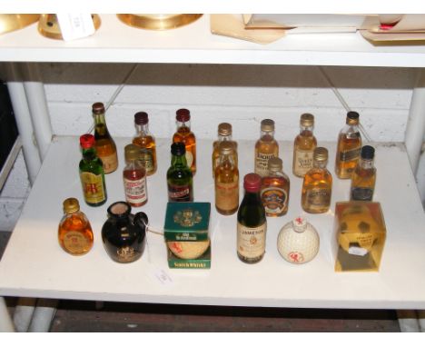 Twenty miniature Scotch Whisky and American Bourbon bottles 