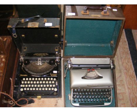 A Remington Travel Riter, together with older Remington compact typewriter