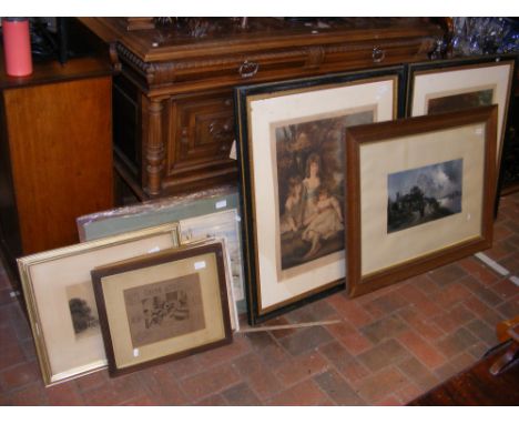 Assorted pictures, including a J W GERRARD print entitled 'Silvery Moonlight'  