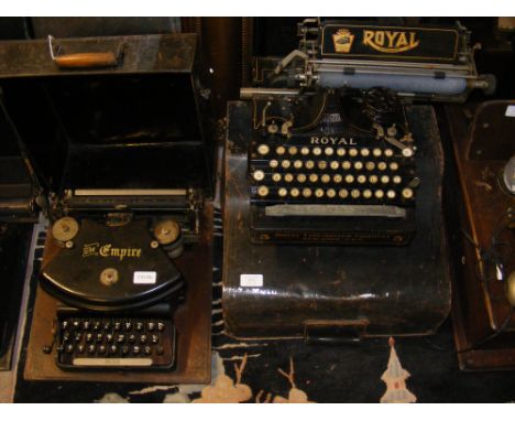 An American typewriter by Royal Typewriter Company together with one other vintage typewriter