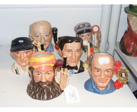 Royal Doulton character jugs 'Henry Cooper' - D7050, 'The Snooker Player' - D6879, 'The Jockey' - D6877, 'Brian Johnston' - D